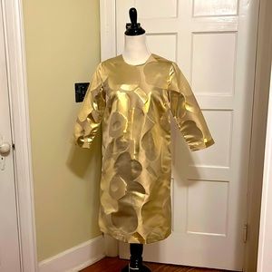 Marimekko Dress Gold metallic ALPPIVUOKKO UNIKKO, Sz SX (34)